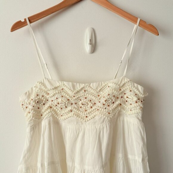 Zara Beaded Spaghetti Strap Mini Dress White Size XS - Picture 10 of 14